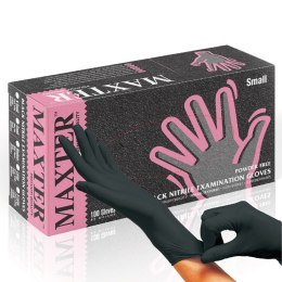 Rękawice nitrylowe bezpudrowe MAXTER, 100 szt., rozmiar M, czarne