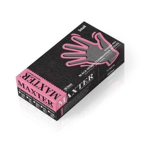 Rękawice nitrylowe bezpudrowe MAXTER, 100 szt., rozmiar M, czarne