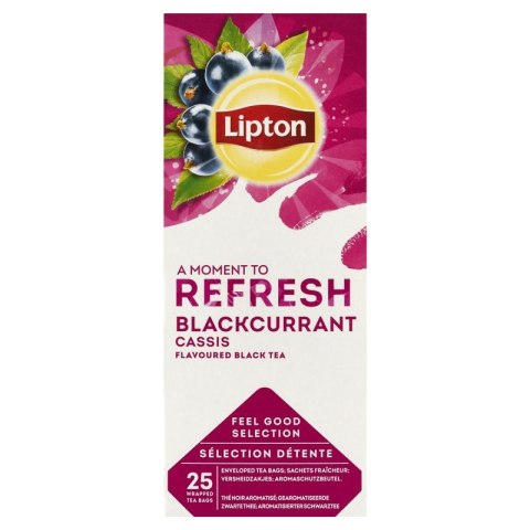 Herbata LIPTON Refresh, czarna, czarna porzeczka, 25 torebek