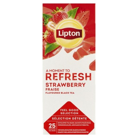 Herbata LIPTON Refresh, czarna, truskawkowa, 25 torebek