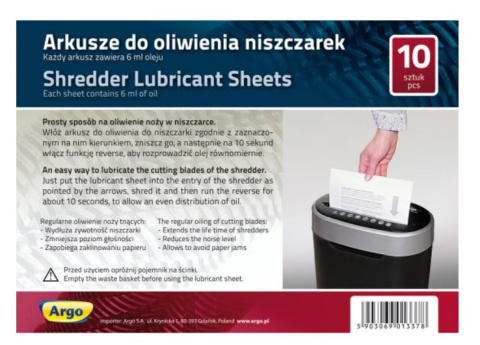 Arkusze do oliwienia niszczarek 10 szt./op. 130110