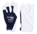 Rękawice robocze DONAU SAFETY DS-TECHGOAT, skóra kozia, ściągacz, rozm. 10/XL, biało-granatowe