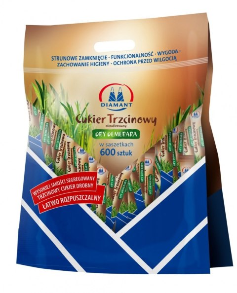 Cukier trzcinowy DIAMANT, w saszetkach, 600x5g