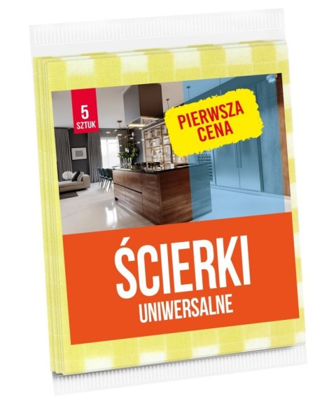 Ścierki uniwersalne PIERWSZA CENA, 5 szt., biało-żółte