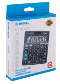 Kalkulator biurowy DONAU TECH, 12-cyfr. wyświetlacz, wym. 140x122x30 mm, czarny