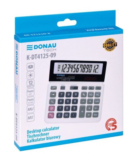 Kalkulator biurowy DONAU TECH, CI-SDC368, 12-cyfr. wyświetlacz, wym. 155x152x28 mm, biały
