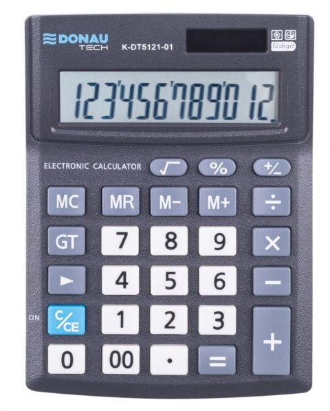 Kalkulator biurowy DONAU TECH OFFICE, CI-CMB1201BK, 12-cyfr. wyświetlacz, wym. 137x101x30mm, czarny