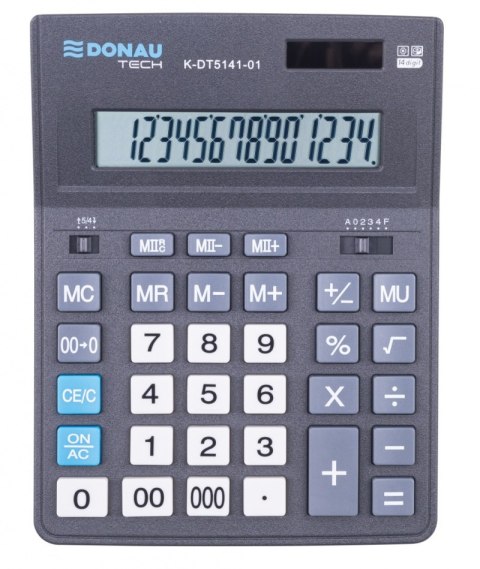 Kalkulator biurowy DONAU TECH OFFICE, CI-CDB1401BK, 14-cyfr. wyświetlacz, wym. 201x155x35mm, czarny