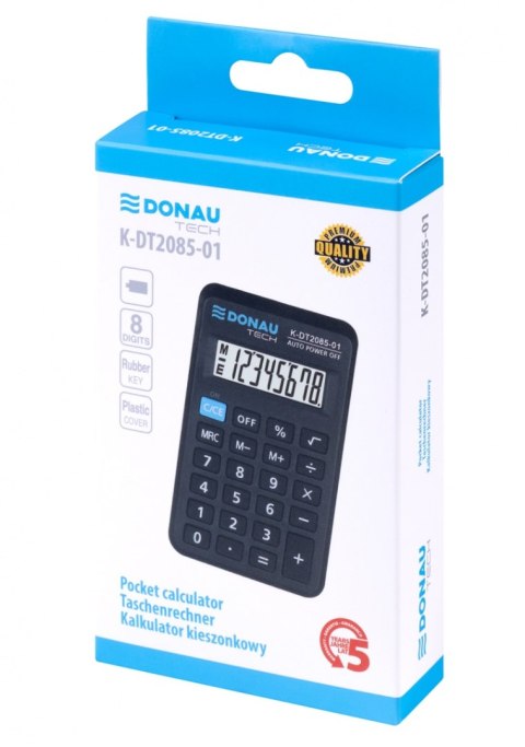 Kalkulator kieszonkowy DONAU TECH, CI-LC310NR, 8-cyfr. wyświetlacz, wym. 114x69x19 mm, czarny