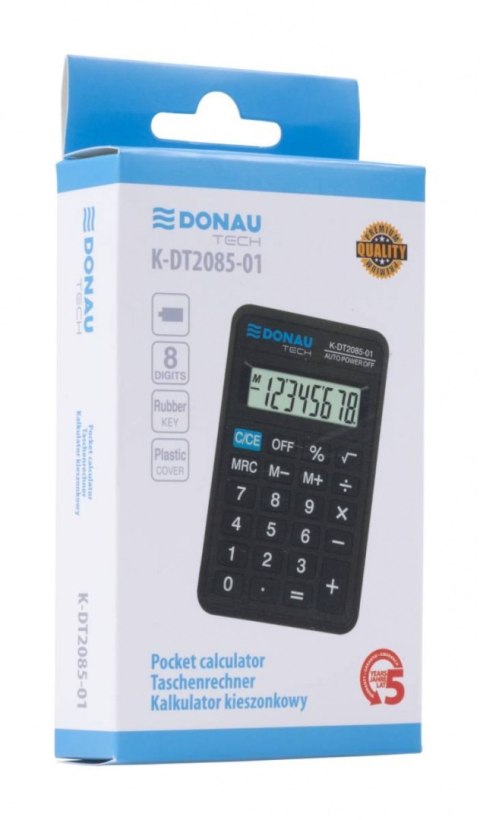 Kalkulator kieszonkowy DONAU TECH, CI-LC310NR, 8-cyfr. wyświetlacz, wym. 114x69x19 mm, czarny