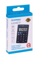 Kalkulator kieszonkowy DONAU TECH, 8-cyfr. wyświetlacz, wym. 85x56x9 mm, czarny