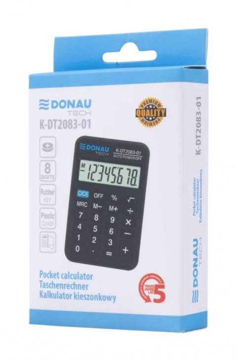 Kalkulator kieszonkowy DONAU TECH, CI-LC110NR, 8-cyfr. wyświetlacz, wym. 89x58x11 mm, czarny
