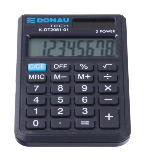 Kalkulator kieszonkowy DONAU TECH, CI-SLD100NR, 8-cyfr. wyświetlacz, wym. 90x60x11 mm, czarny