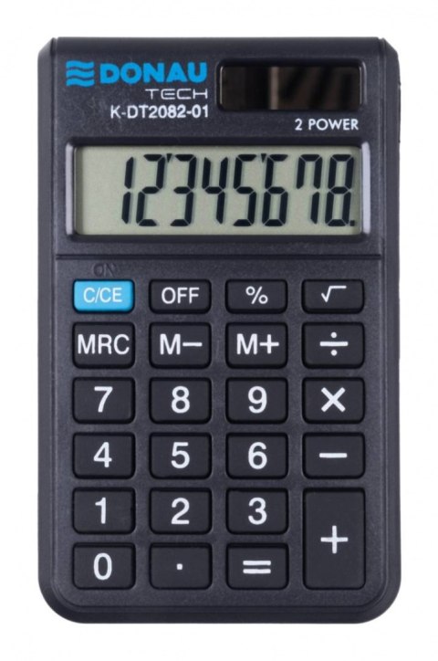 Kalkulator kieszonkowy DONAU TECH, CI-SLD200NR, 8-cyfr. wyświetlacz, wym. 97x60x10 mm, czarny