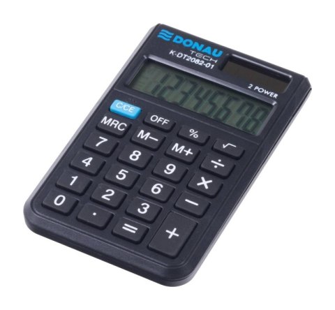 Kalkulator kieszonkowy DONAU TECH, CI-SLD200NR, 8-cyfr. wyświetlacz, wym. 97x60x10 mm, czarny