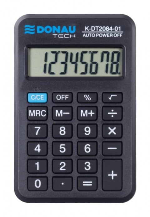 Kalkulator kieszonkowy DONAU TECH, CI-LC210NR, 8-cyfr. wyświetlacz, wym. 97x62x11 mm, czarny