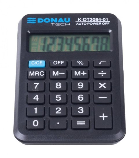 Kalkulator kieszonkowy DONAU TECH, CI-LC210NR, 8-cyfr. wyświetlacz, wym. 97x62x11 mm, czarny