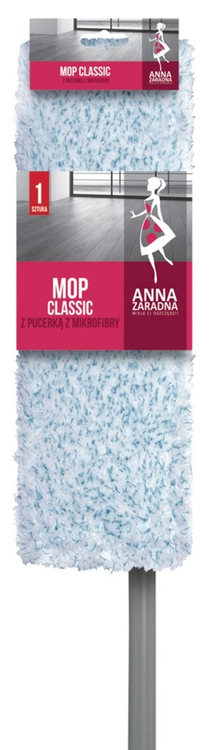 Mop płaski classic ANNA ZARADNA, z pucerką z mikrofibry, 1 szt., mix kolorów