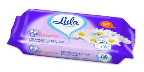 Nawilżany papier toaletowy, LULA, z ekstraktem z rumianku, 60 szt., biały papier