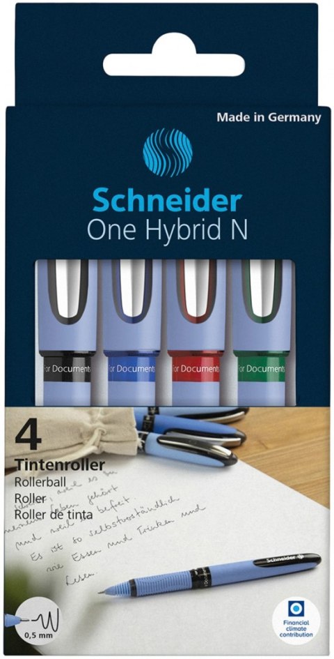 Pióro kulkowe Schneider ONE Hybrid N 0,5 mm, w etui 4 szt., miks kolorów