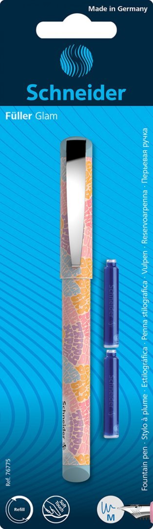 Pióro wieczne SCHNEIDER Glam + 2 naboje, blister, mix kolorów