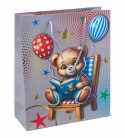 Torebka na prezenty DONAU HOME, laminowana, 25x30x10cm, dziecięca, sznurek, mix wzorów
