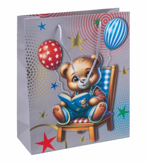 Torebka na prezenty DONAU HOME, laminowana, 25x30x10cm, dziecięca, sznurek, mix wzorów