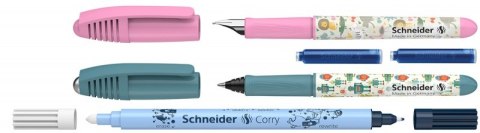 Zestaw pióro wieczne i pióro kulkowe SCHNEIDER Zippi, wymazywacz, 2 naboje, blister