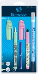 Zestaw pióro wieczne i pióro kulkowe SCHNEIDER Zippi, wymazywacz, 2 naboje, blister