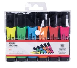 Zestaw zakreślaczy OFFICE PRODUCTS z gumowym uchwytem, 2-5mm, 6 szt., w etui, mix kolorów