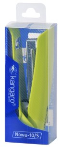 Zszywacz KANGARO Nowa-10/S, zszywa do 15 kartek, plastikowy, w pudełku PP, zielony