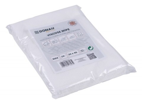 Ścierka DONAU HOME, z wiskozą 70%, składana, max, 30x40cm, 10 szt., biała
