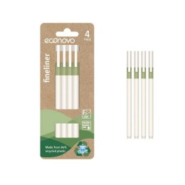 Cienkopis ECONOVO, 0,4mm, 4 szt., biało-zielony