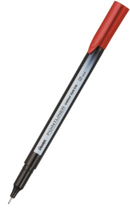 Cienkopis pointliner colour, czerwony z tuszem na bazie wody, S40-B PENTEL