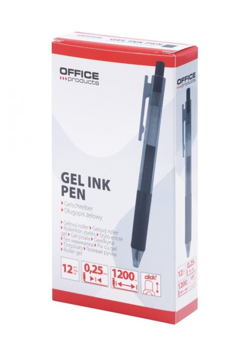 Długopis automatyczny żelowy OFFICE PRODUCTS, gr. linii 0,25mm, dł. linii 1200m, czarny