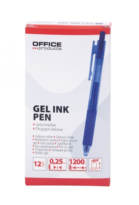 Długopis automatyczny żelowy OFFICE PRODUCTS, gr. linii 0,25mm, dł. linii 1200m, niebieski
