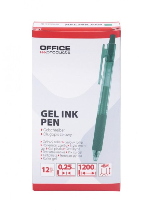 Długopis automatyczny żelowy OFFICE PRODUCTS, gr. linii 0,25mm, dł. linii 1200m, zielony