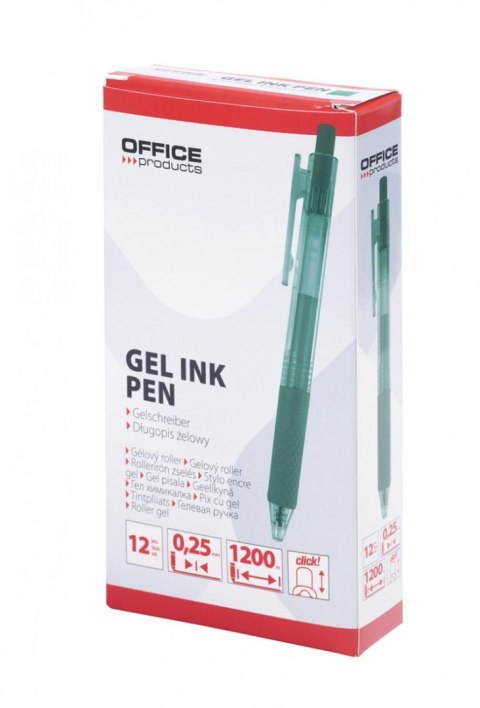 Długopis automatyczny żelowy OFFICE PRODUCTS, gr. linii 0,25mm, dł. linii 1200m, zielony