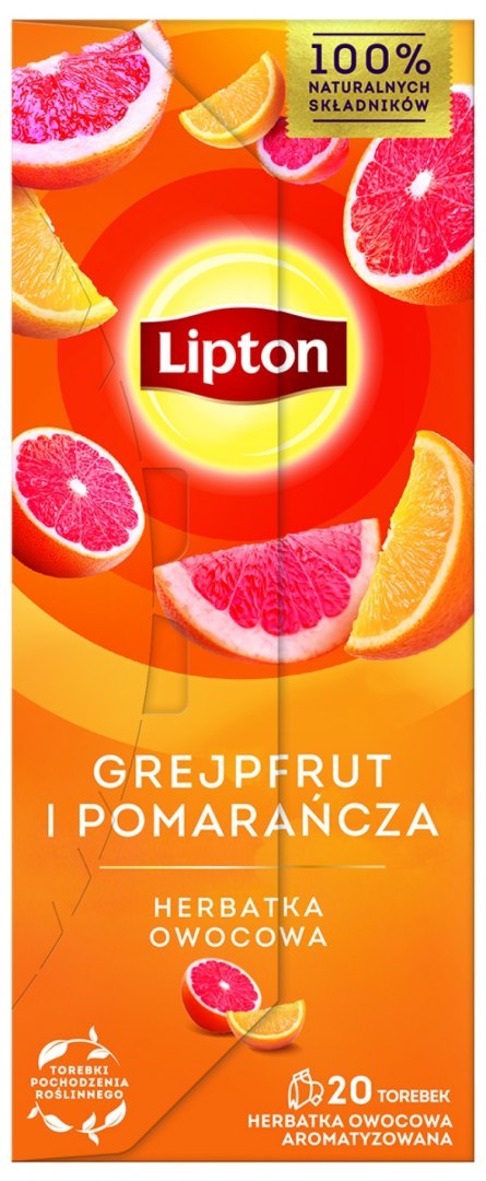 Herbata LIPTON owocowa, grejpfrut i pomarańcza, 20 torebek