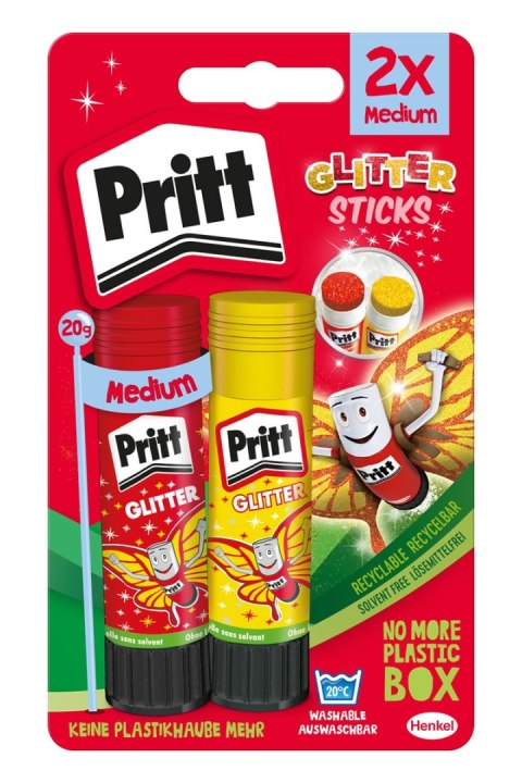 Klej w sztyfcie PRITT z brokatem, 2x20g, blister, mix kolorów
