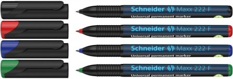 Zestaw foliopisów permanentnych SCHNEIDER Maxx 222, F, 0,7mm, 4 szt., miks kolorów