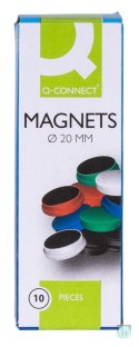 Magnesy do tablic Q-CONNECT, okrągłe, 20mm, 10szt, czerwone
