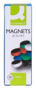 Magnesy do tablic Q-CONNECT, okrągłe, 20mm, 10szt, mix kolorów