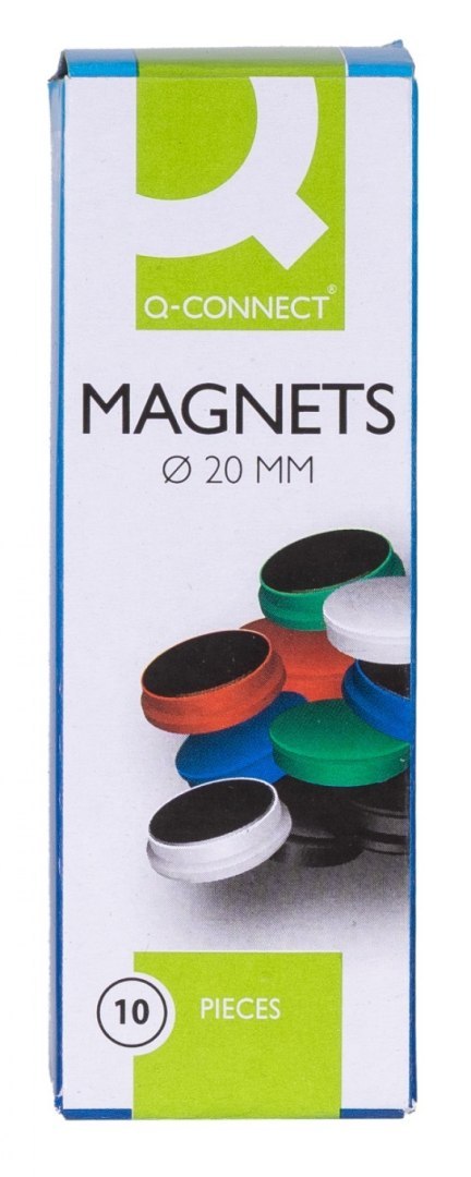 Magnesy do tablic Q-CONNECT, okrągłe, 20mm, 10szt, mix kolorów