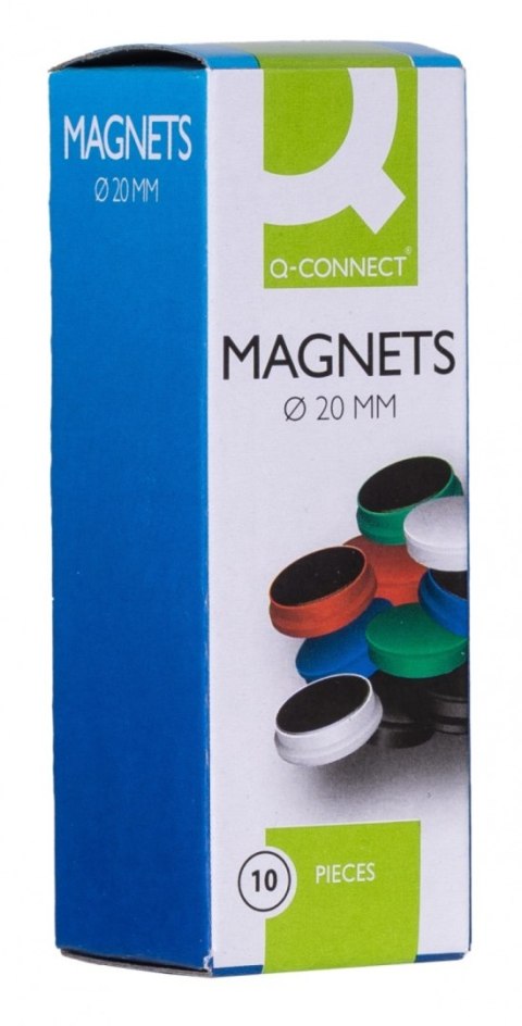 Magnesy do tablic Q-CONNECT, okrągłe, 20mm, 10szt, mix kolorów