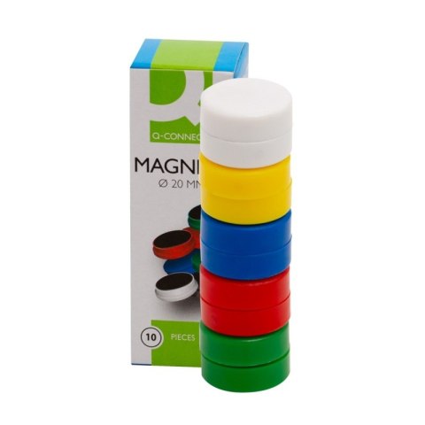 Magnesy do tablic Q-CONNECT, okrągłe, 20mm, 10szt, mix kolorów