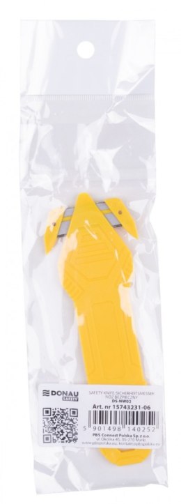 Nóż bezpieczny DONAU SAFETY DS-NWO2, niewymienne ostrze, zawieszka, żółty