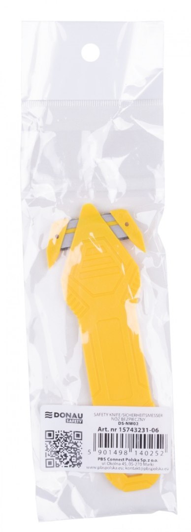 Nóż bezpieczny DONAU SAFETY DS-NWO2, niewymienne ostrze, zawieszka, żółty