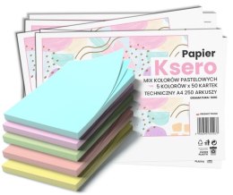 Papier xero A4 mix kolorów 160g (250 arkuszy) 5 kolorów pastelowych