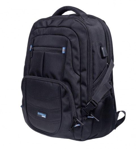 Plecak DONAU TRAVEL Amsterdam, 17", 35l, USB + kabel USB-C, czarny